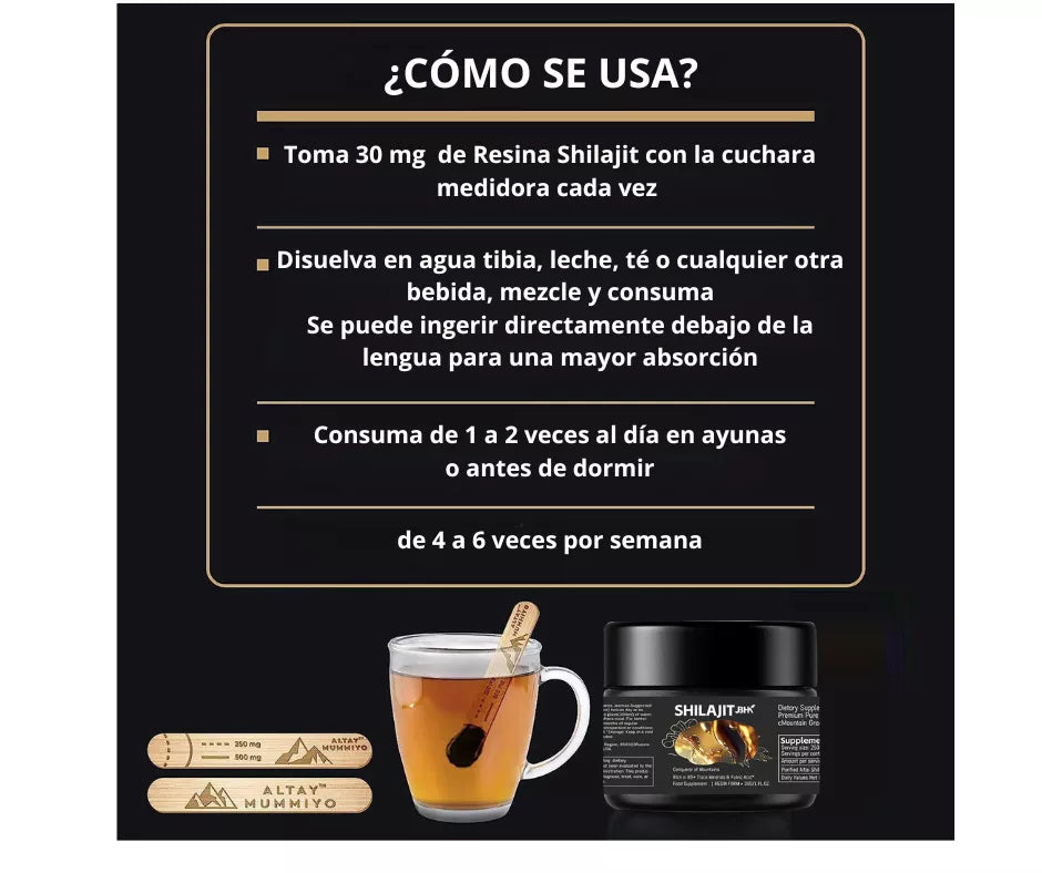 Resina Shilajit Puro 30g + Cuchara Dosificadora